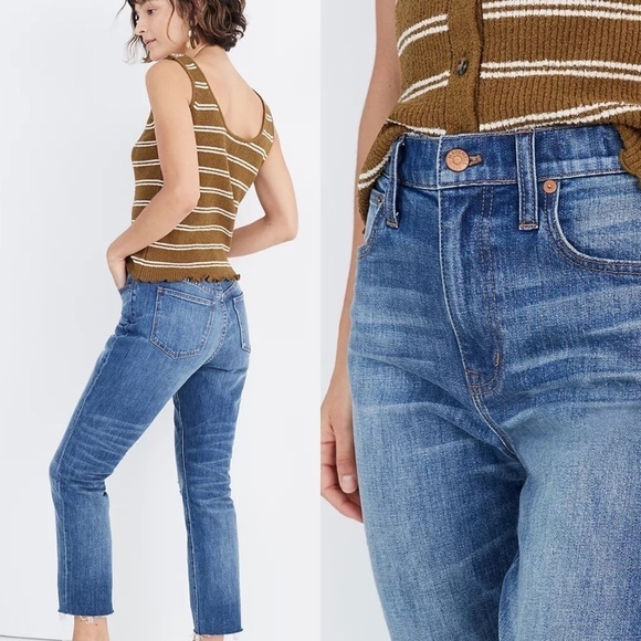 Madewell High Rise Slim Crop Boyjean Raw Hem 26 - Picture 2 of 9